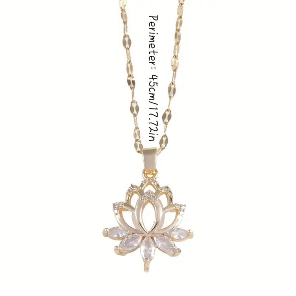 Elegant Gold and Silver Lotus Pendant  Necklace. Satya style